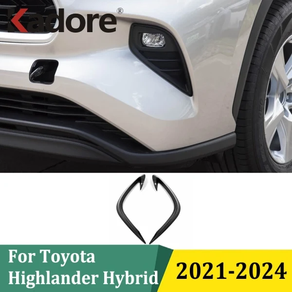 

For Toyota Highlander Hybrid 2021 2022 2023 2024 Black Front Foglight Trim Fog Light Eyebrow Strips Protector Car Accessories