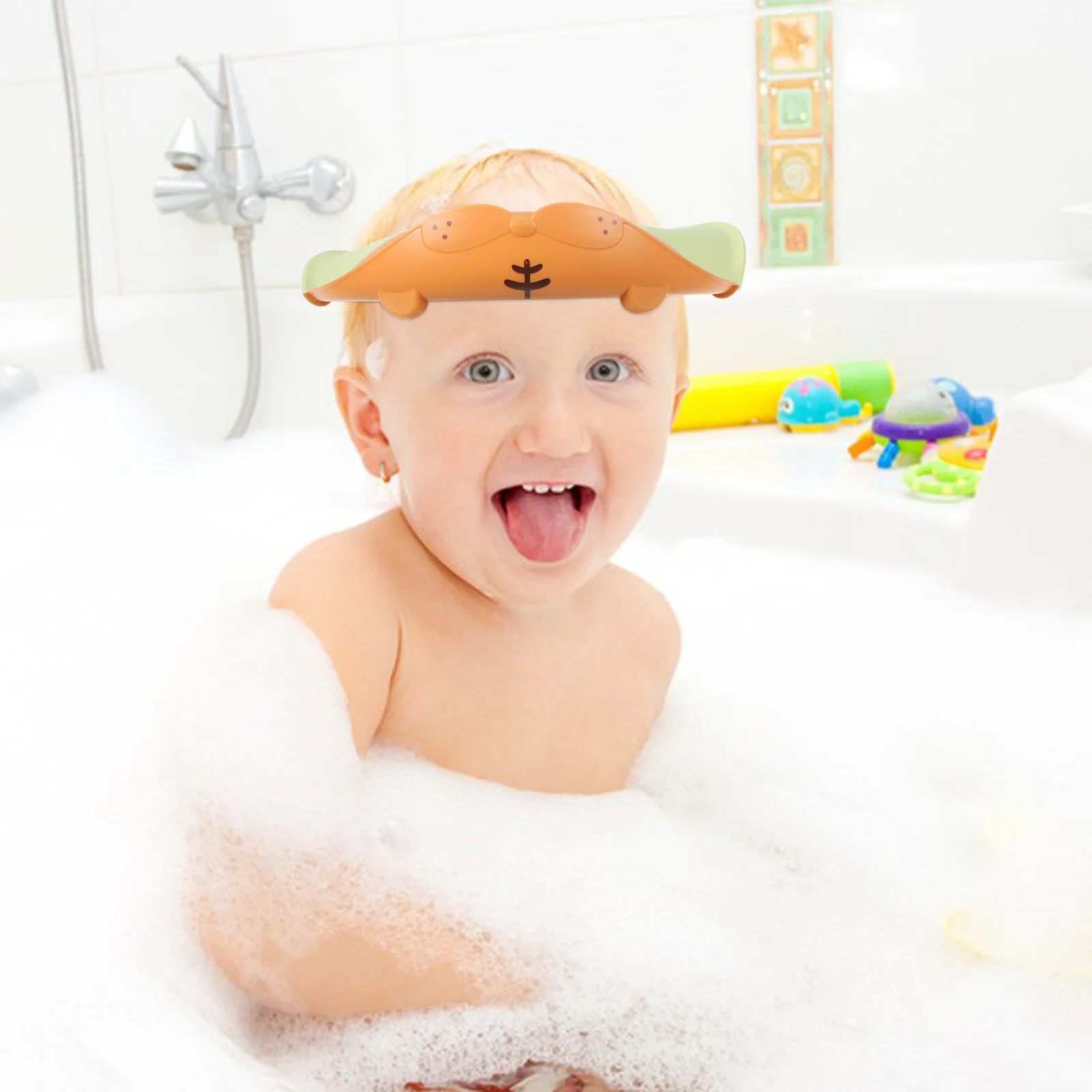 Topi telinga anak, alat sampo rambut bayi untuk mandi Visor mencuci balita