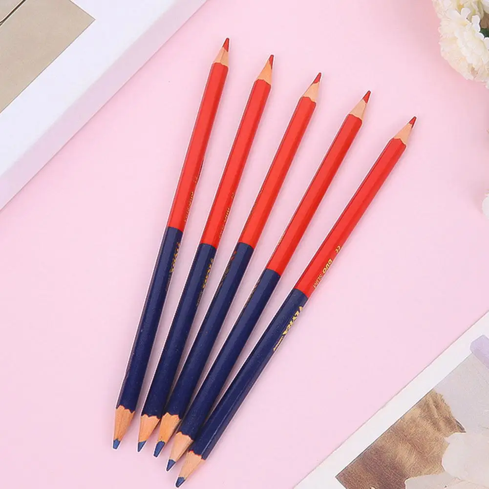 12pcs Red&Blue Double-Ended Color Pencils Medical Science Laboratory Plotting Construction Wood Working Mark Stationery