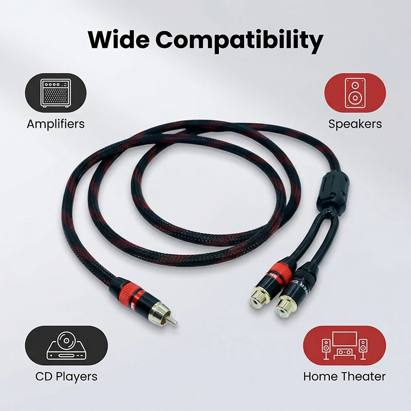 

Aouyade High purity oxygen free copper fever grade RCA to 2RCA split audio cable, audio amplifier, subwoofer connection cable