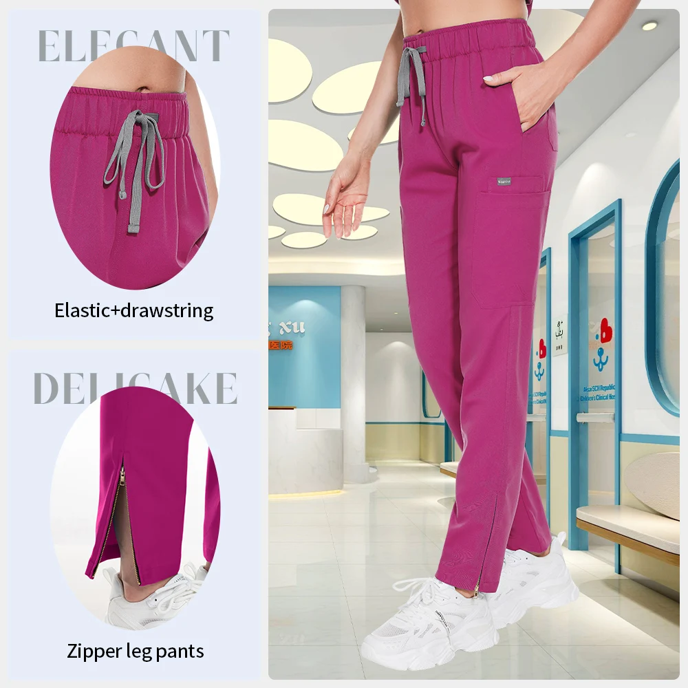 Niaahinn Multicolor Surgical Suit Nurse Scrub Set Clinical Medical Doctor Nursing Uniforms Short Sleeve V-neck Tops Pocket Pants