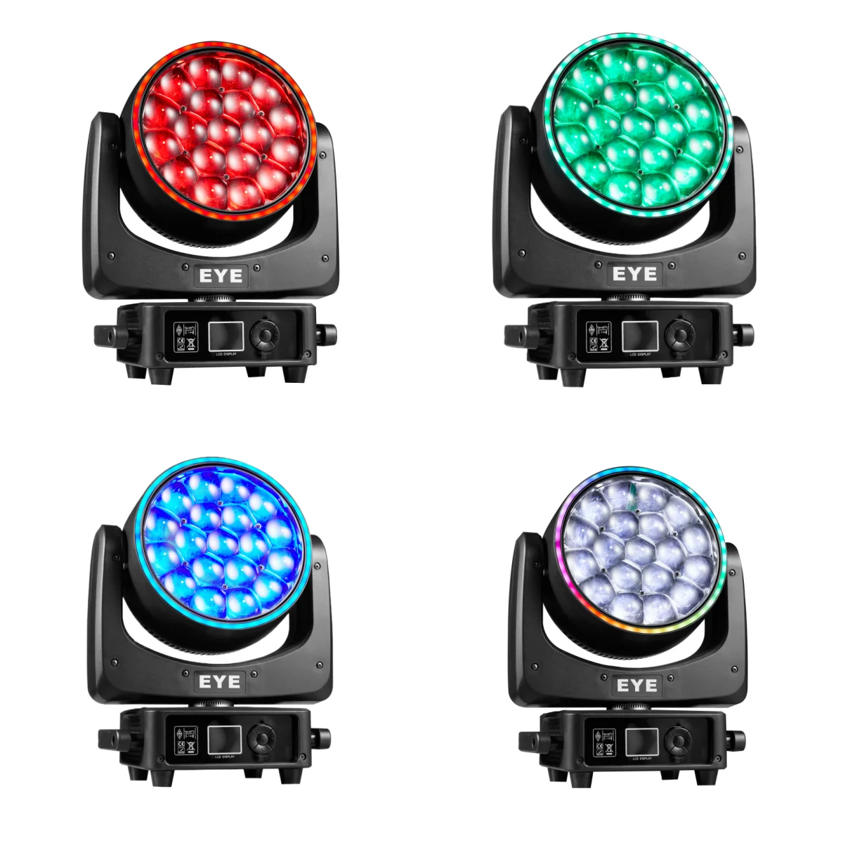 19x25W RGBW 4in1 LED Spotlight Wash/Beam/Zoom, Professioneller DJ/Bar Big Bee Eye LED Moving Head Disco Strobe Bühnenbeleuchtung – Detail 6