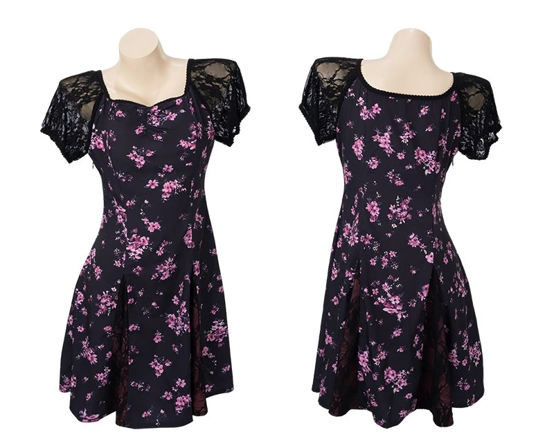 Costume de cosplay Nikki, tenue vintage pour Halloween et carnaval, déguisement, robe de soirée, style punk, streetwear, mini-robe violette à motifs floraux, sexy.