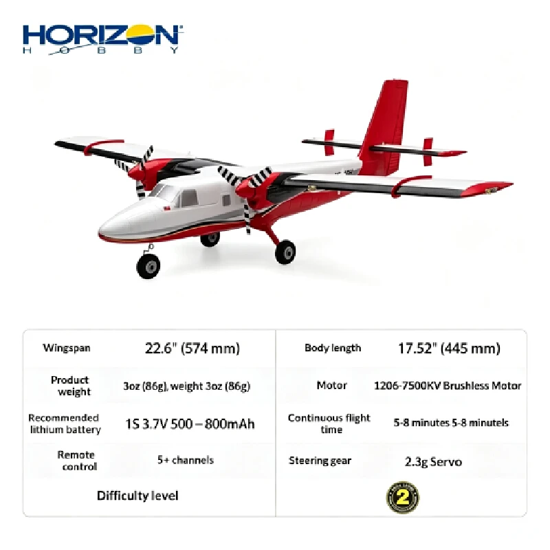 Horizon Hobby Umx Twin Otter Rc Fixed‑Wing Aircraft 574mm Wingspan Dual‑Engine Remote Control Plane For Rc Hobby Enthusiasts