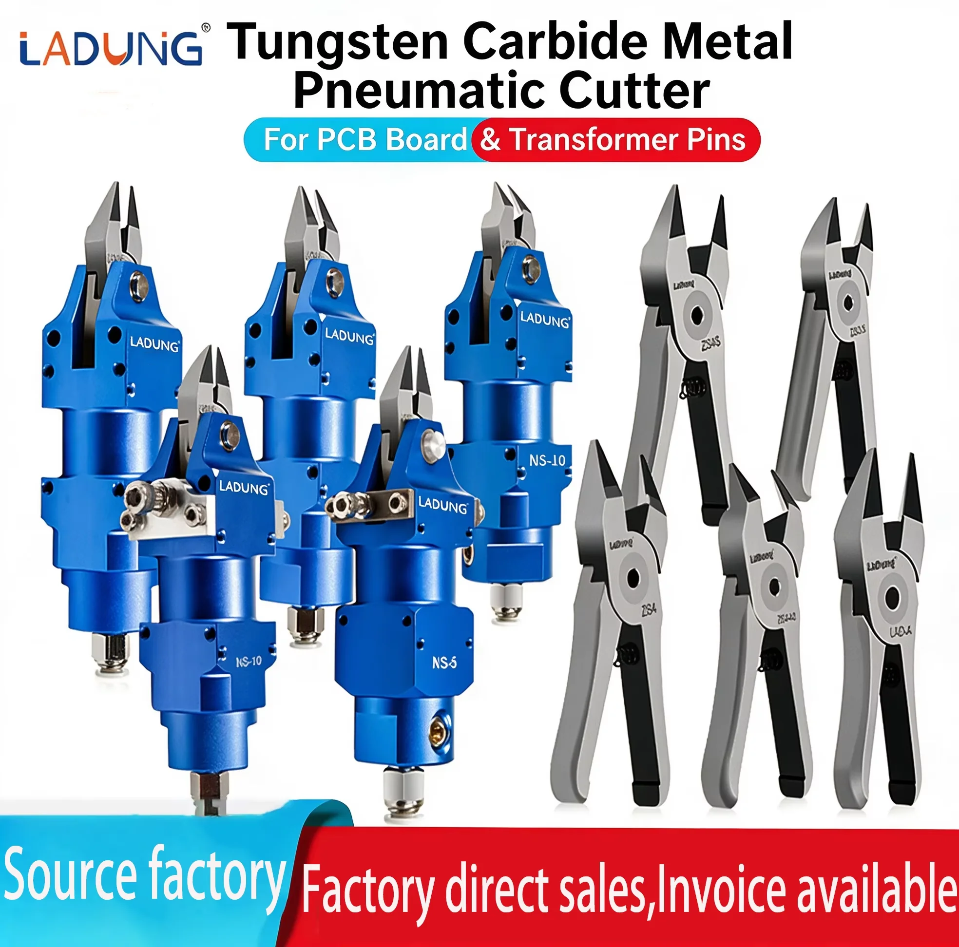 LADUNG NS-10 Pneumatic Scissors Air Shear Cutter Transformer Pins Dedicated Tungsten Steel Blade Head ZS3.5 ZS4-40