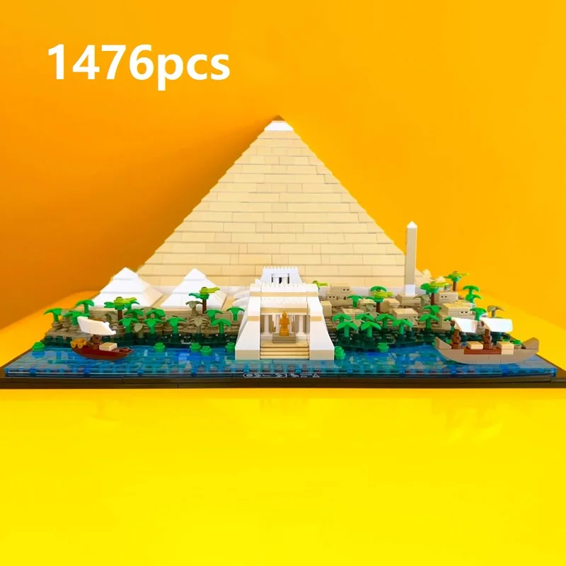 Architecture Great Pyramid of Giza Model Compatitable 21058 Building Blocks Bricks Set DIY Assembled Toys Birthday Gifts