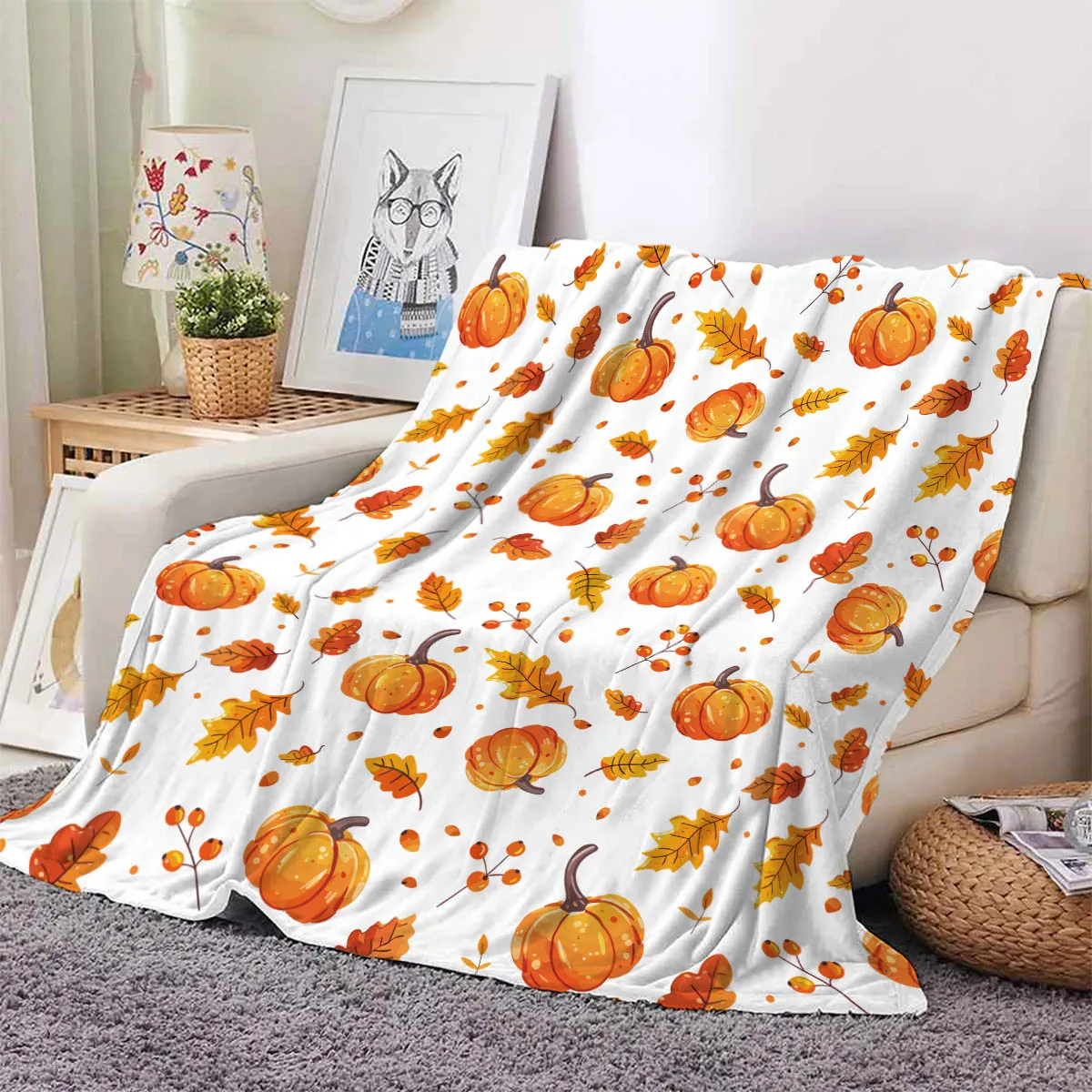 Coperta di flanella serie zucca di Halloween, coperta per pisolino per divano letto da viaggio decorazioni per la casa dell\'ufficio, coperta regalo