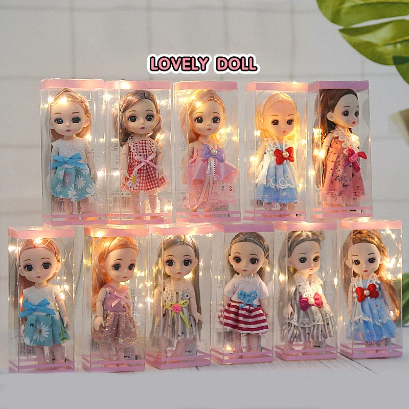 HOT SALE 6 Inch Lighted Princess Doll BJD 1/12 Doll With Clothes And Shoes Movable Joints Cute Sweet Face Girl Gift Child Toys