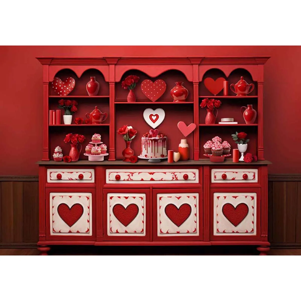 

Allenjoy Valentine's Day Red Kitchen Backdrop