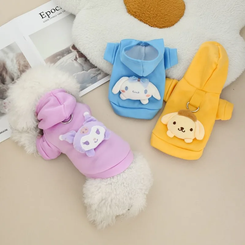 

Sanrio Winter Cat Dog Hoodie, Milk Velvet Warm Pet Sweater for Small Dogs Cats, with D-Ring for Leash Fall Winter