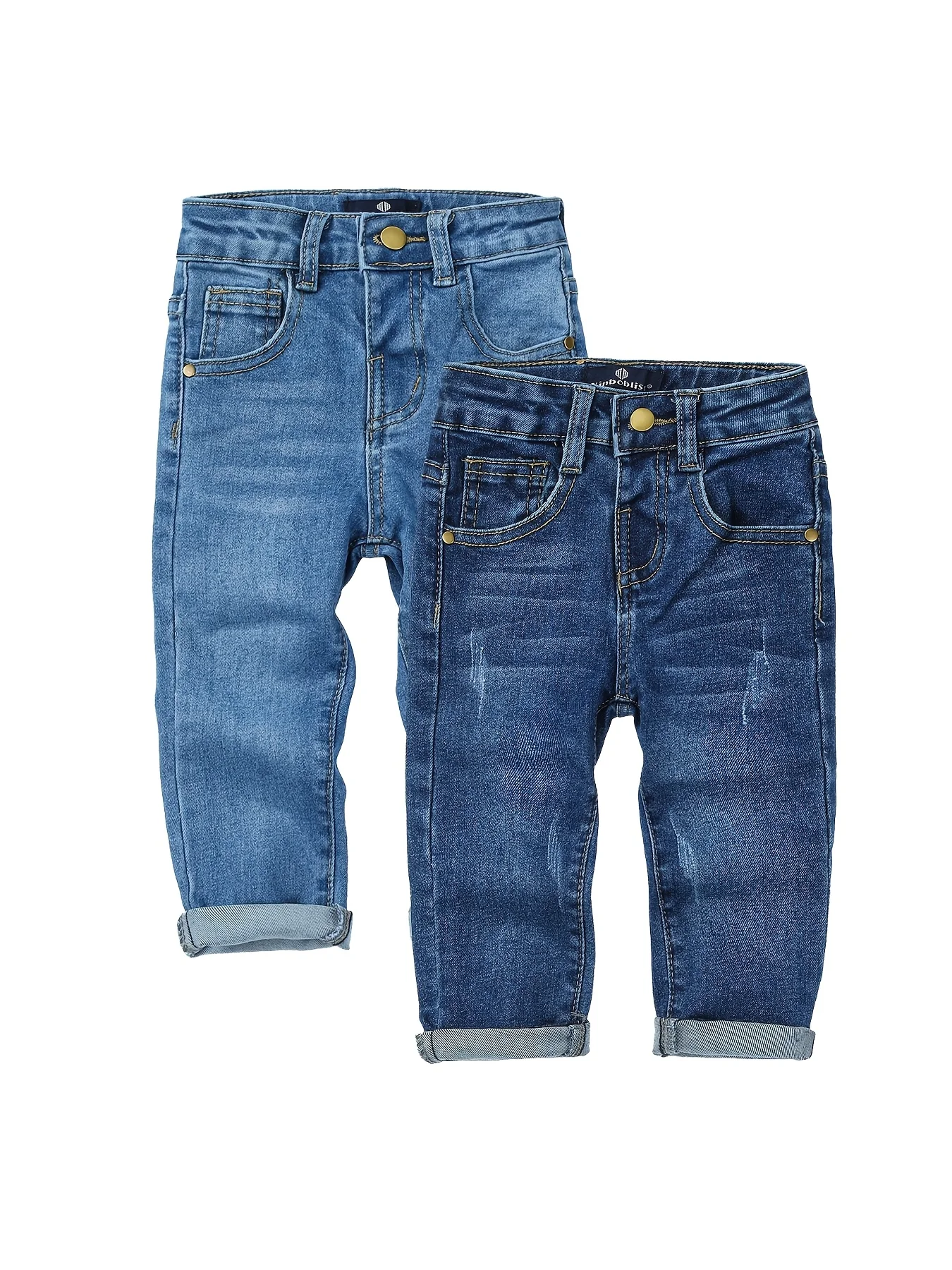 

2pcs Boys' Casual Denim Pants, Slim Fit Comfortable jeans Stylish Trousers, Suitable for All Seasons