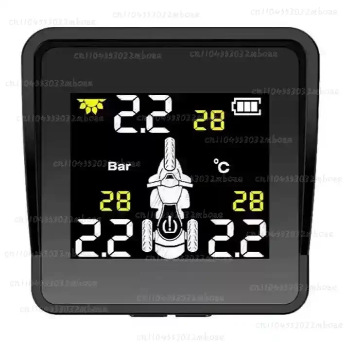 

Solar Wireless Tire Pressure Monitoring System Motorcycle TPMS Tire Pressure Monitor LCD Display 3 External Sensors