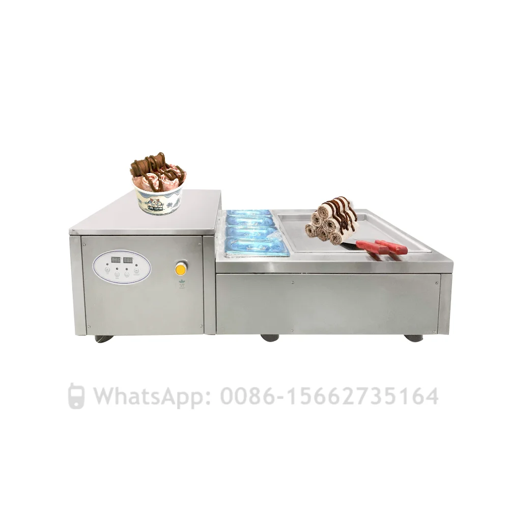 Table-Top Single Pan Thailand Fried Ice Cream Roll Machine Ice Cream Roll Maker Machine Making Price with Little Hopper