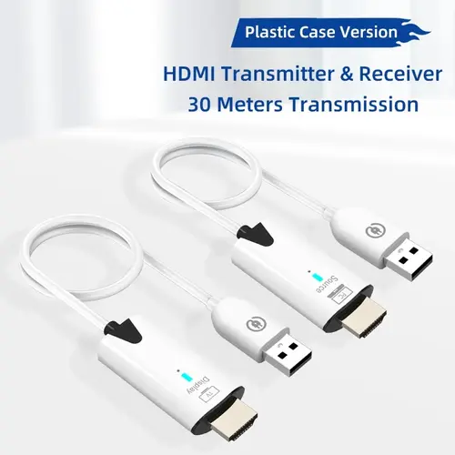 Receptor y transmisor de vídeo de transmisión inalámbrica de 30m, Cable adaptador extensor Compatible con HDMI, espejo de pantalla para cámara, PC a TV