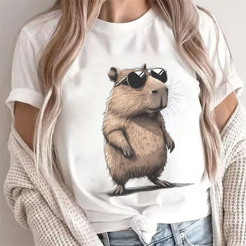 Modisches Capybara-Grafik-T-Shirt Kurzarm-Shirts Niedliche Sommerkleidung Damen Ästhetische Kleidung Mode Lässige Basic Y2k Oberteile