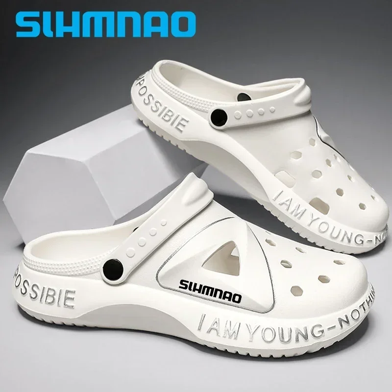 Summer men's anti slip fishing shoes, wear-resistant baotou garden work slippers, outdoor beach sandals, indoor slippers