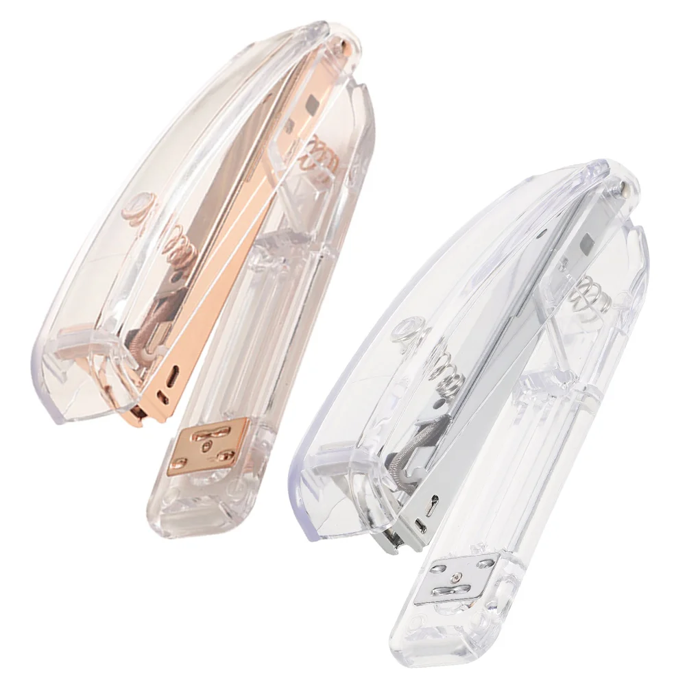 

2pcs Stapler Set Rose Gold Stapler Silver Desk Office Supplies Small Staple Remover Non Jamming Practical Gift