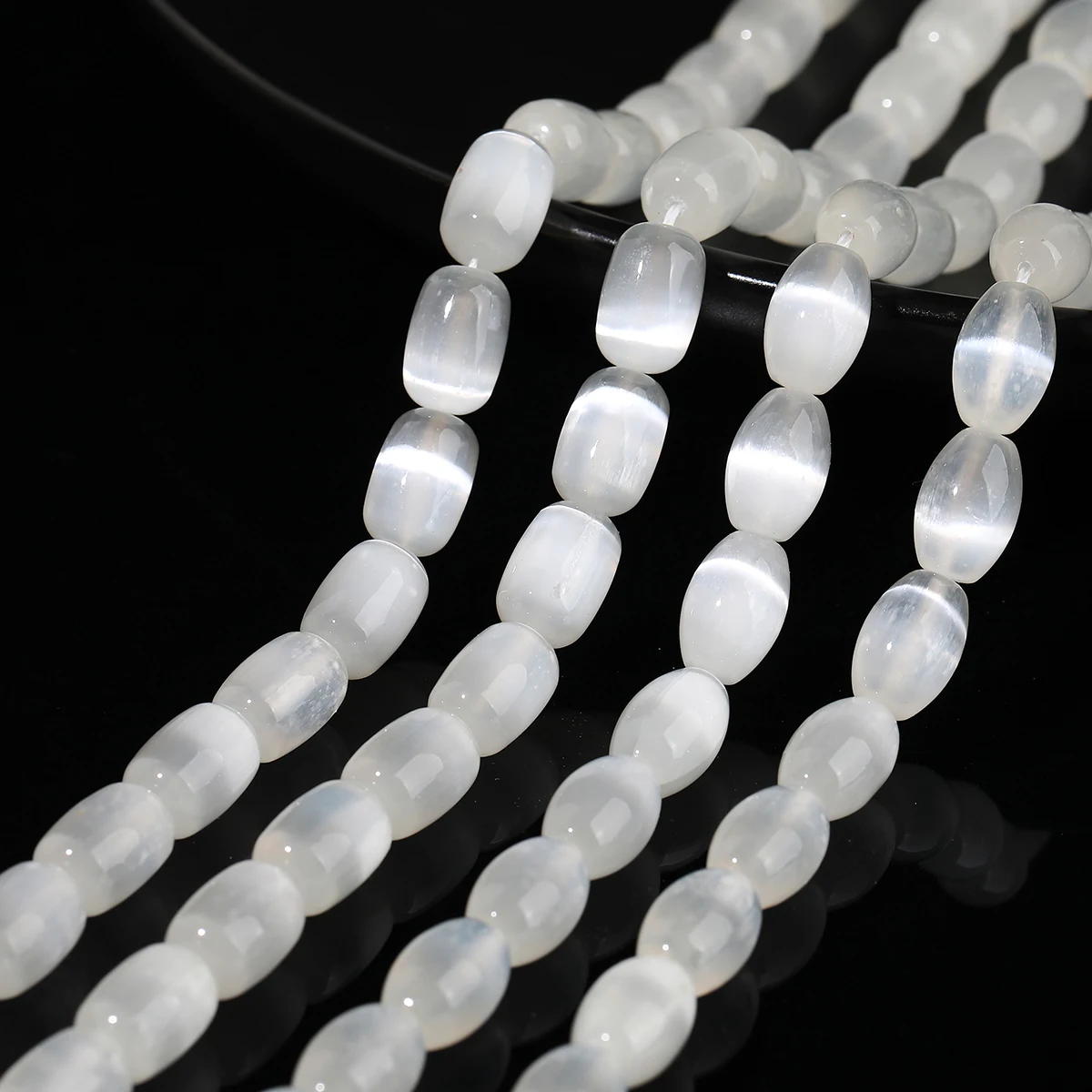 5A Natural Gypsum Stone Rice Shape Beads Smooth Loose Spacer Selenite Bead for Jewelry Making DIY Bracelet Necklace Accessory - view 4