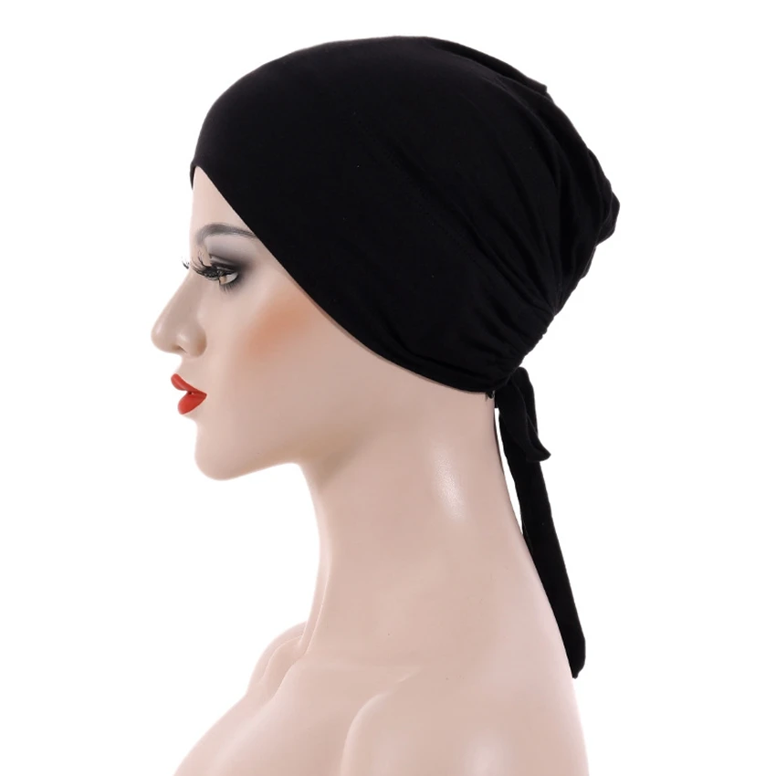

New fashion modal mercerized cotton elastic tie bottom cap adjustable headband hood Muslim hat