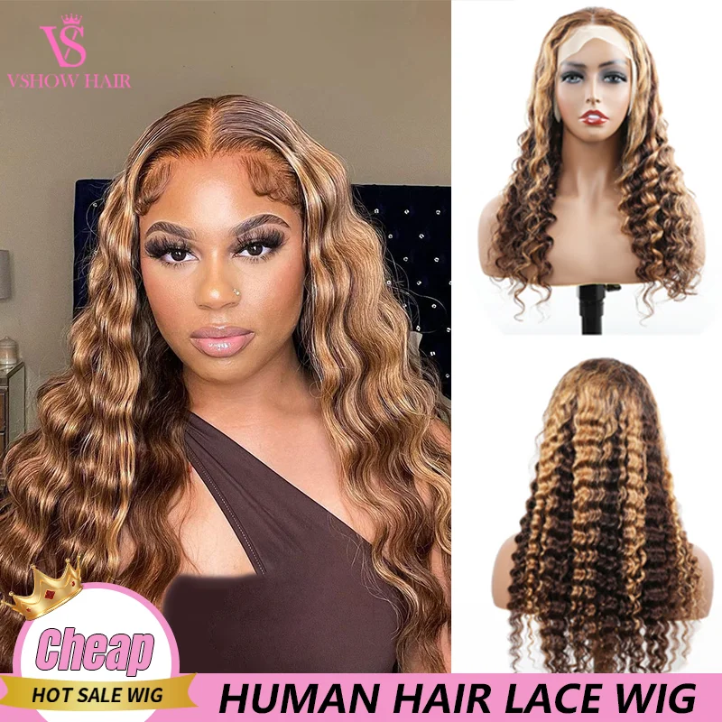 

Loose Deep Wave 13x4 HD Transparent Lace Frontal Wig Ombre Highlights P4/27 Brazilian Wig On Sale For Women Virgin Hair