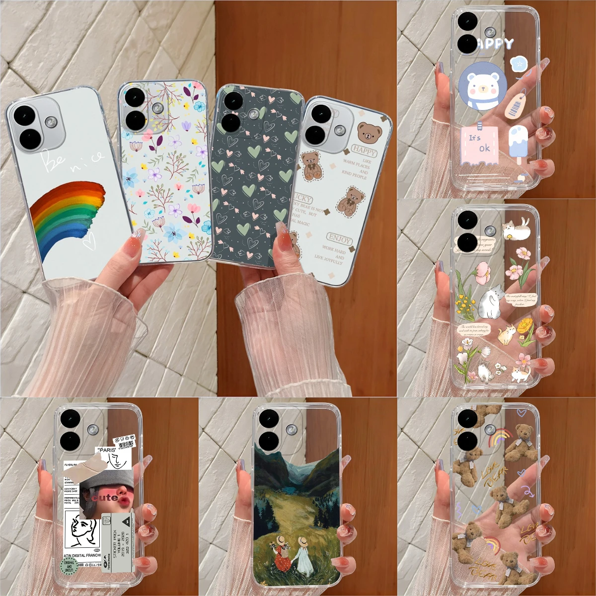Case For Redmi Note 17 Pro Fashion Bear Clear Soft TPU Silicone Shockproof Cover For Redmi Note17 Pro 5G Durable Funda