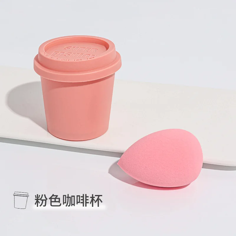 Coffee Cup Beauty Egg Cosmetics Sponge Dry Wet Dual Purpose Makeup Egg Powder Puff Storage Box Beauty Makeup Tools Accessories