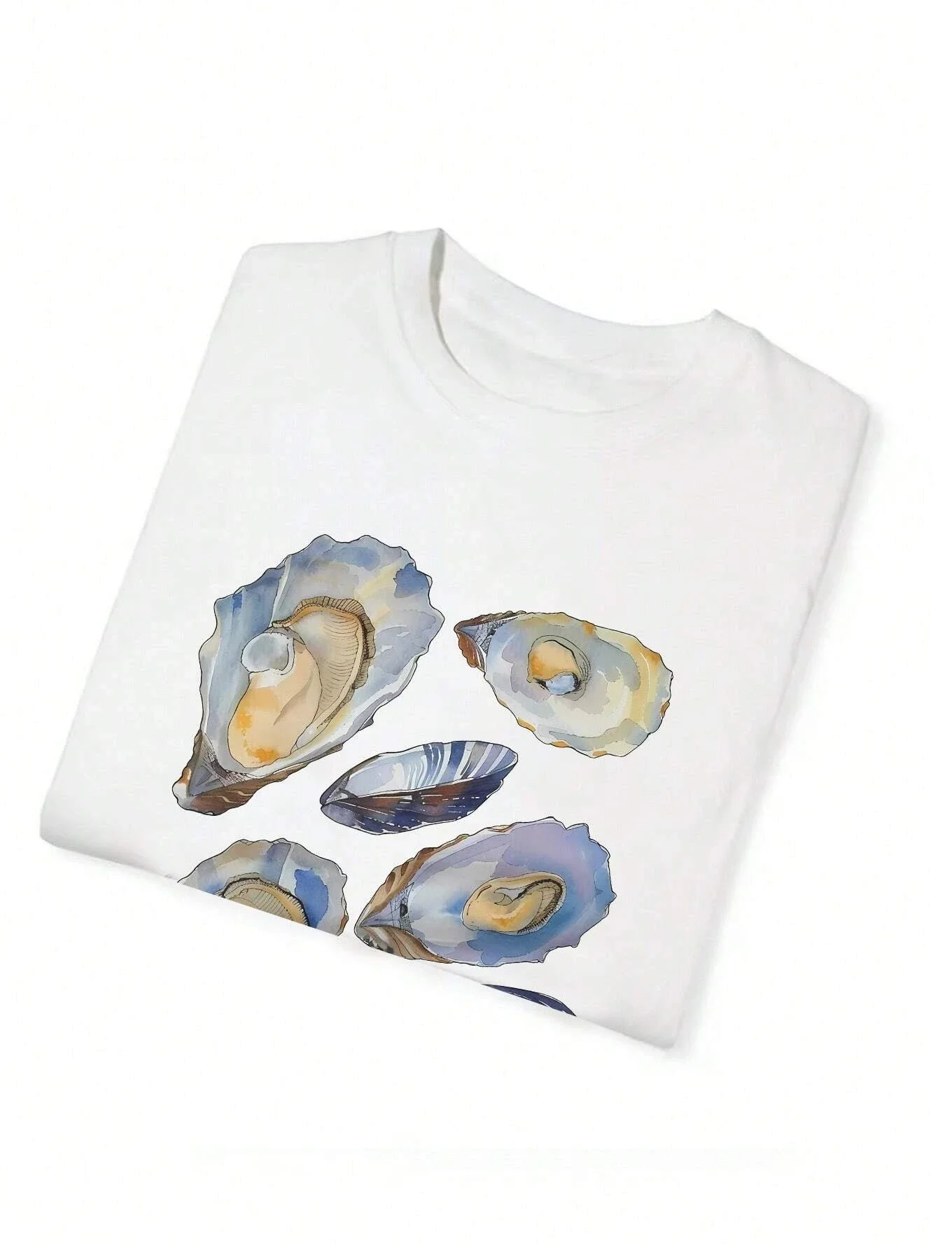 Beautiful Shell Pattern Print T-shirt American Ins Casual Regular Women Street Clothing Comfortable Y2k Loose T-shirt Tops image 3