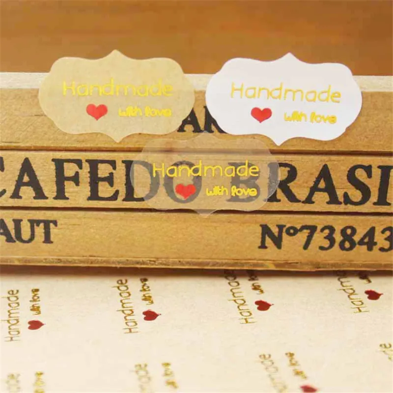 100pcs/Lot handmade with love irregular Seal stickers Baking gift Decorative Sticker