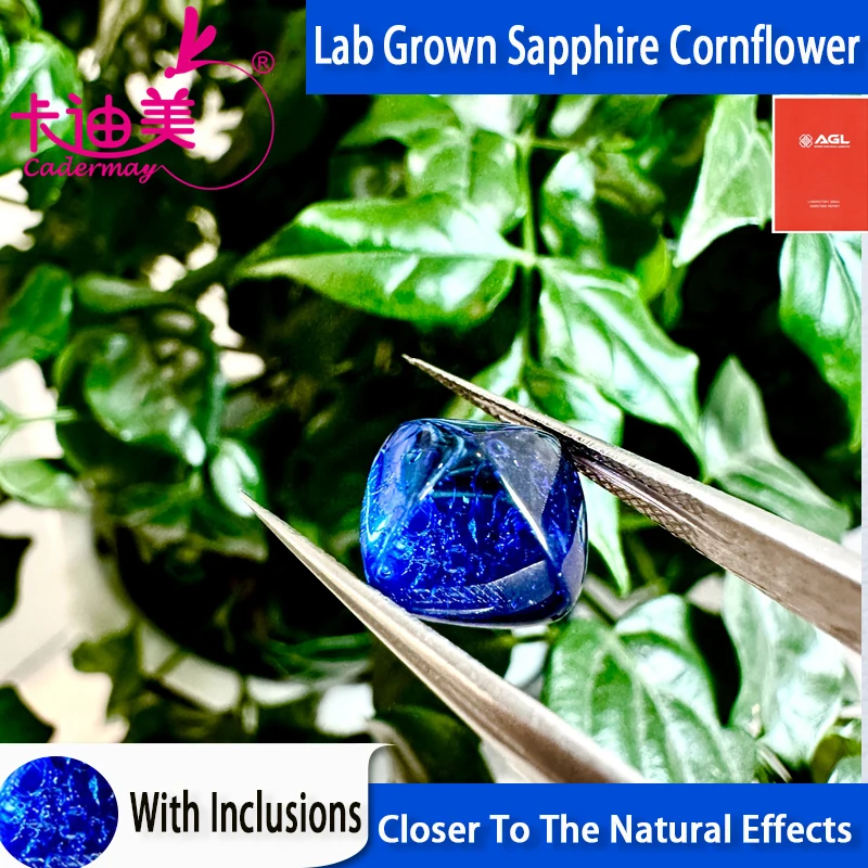 CADERMAY Sugar Tower Cut Cornflower Lab Grown Sapphire With Inclusions Loose Stones For Earrings Customized Inlaid Jewelry DIY