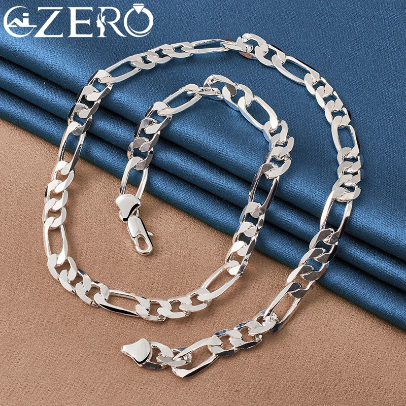 ALIZERO 18K Gold Necklace 925 Sterling Silver 8MM Side Chain For Men Women Fashion Party Gorgeous Fine Jewelry Charm Noble Gift