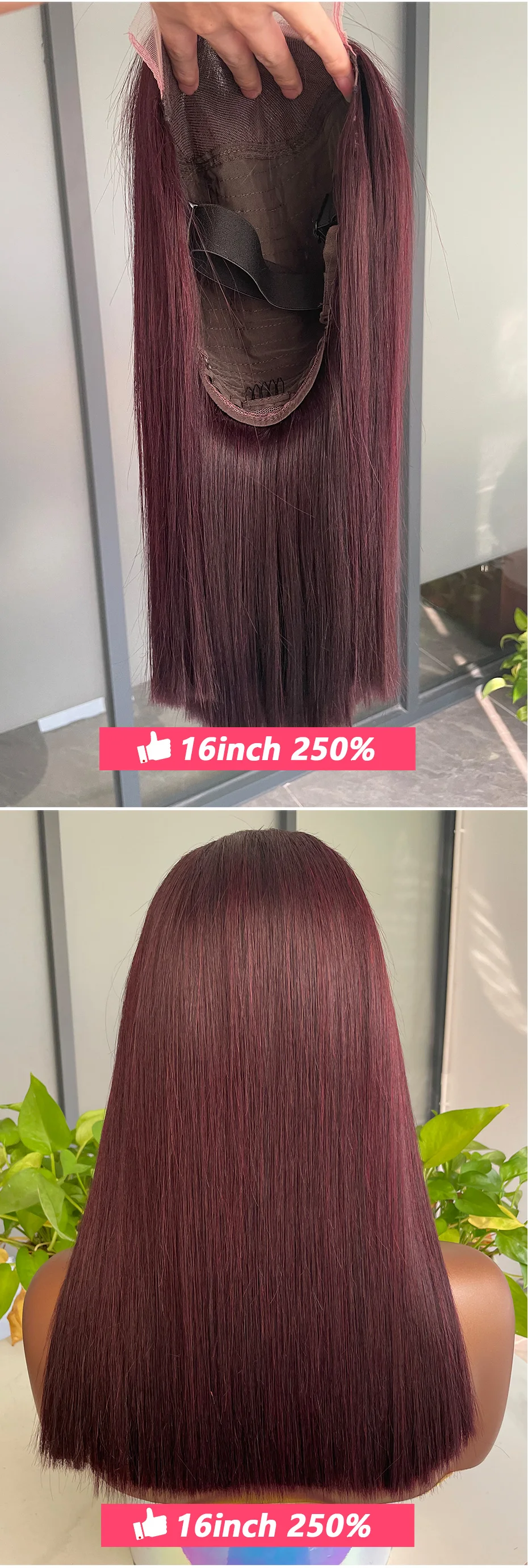 99J Burgunderfarbene Gerade Bob-Perücke 13x4 13x6 HD Transparente Lace-Frontal Echthaar 5x5 2x6 Kurze Bob-Perücken 100% Echthaar für Frauen – Detail 4