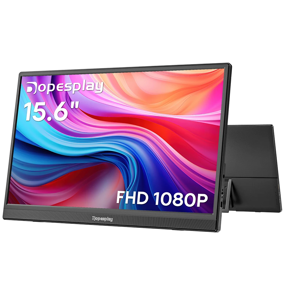 Dopesplay 15,6 Zoll tragbarer Monitor 1080P IPS externer Bildschirm-Erweiterungsmonitor für Laptop PS 4 5 Switch Gaming Reisemonitore