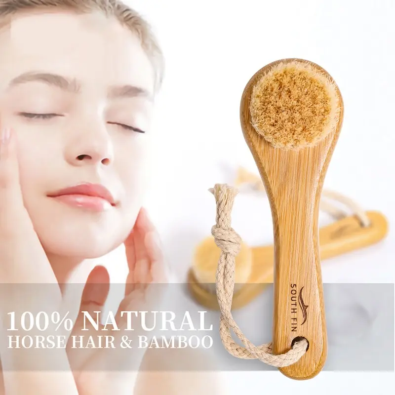 Cepillo Exfoliante para limpieza Facial, cepillo de bambú para masaje, cuidado Facial, limpieza profunda de poros, 1 unidad