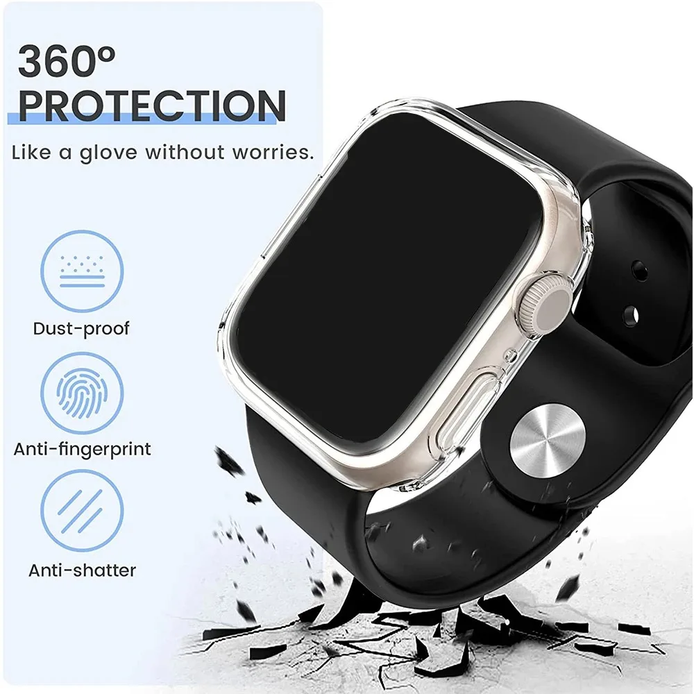 Electroplated TPU Cover for Apple Watch Case 40mm 44mm 41mm 45mm 46mm 42mm No Screen Protector for iWatch 11 10 9 8 7 6 5 4 SE