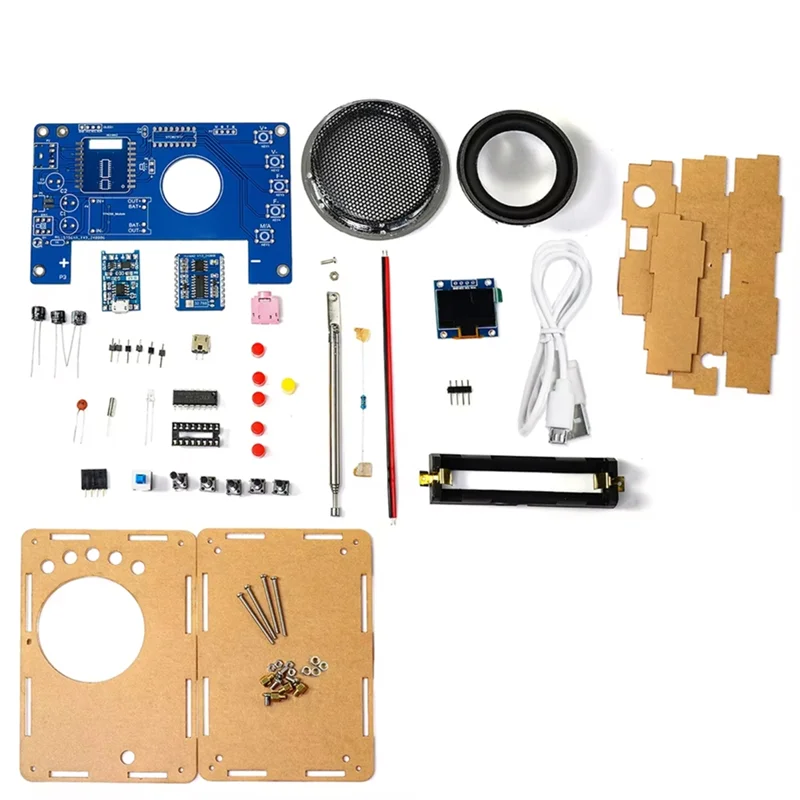 AT19-FM Radio Electronic Kit DIY 87-108Mhz Adjustable Frequency OLED Display Radio Assembly Soldering Practice Parts