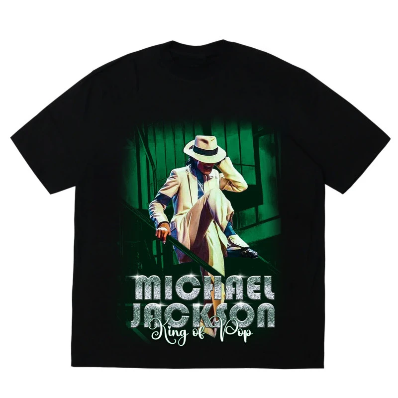 Der King of Pop Michael Jackson MJ T-Shirt Baumwolle Grafik-Shirt Herren Damen Sommer Streetwear Top – Detail 4