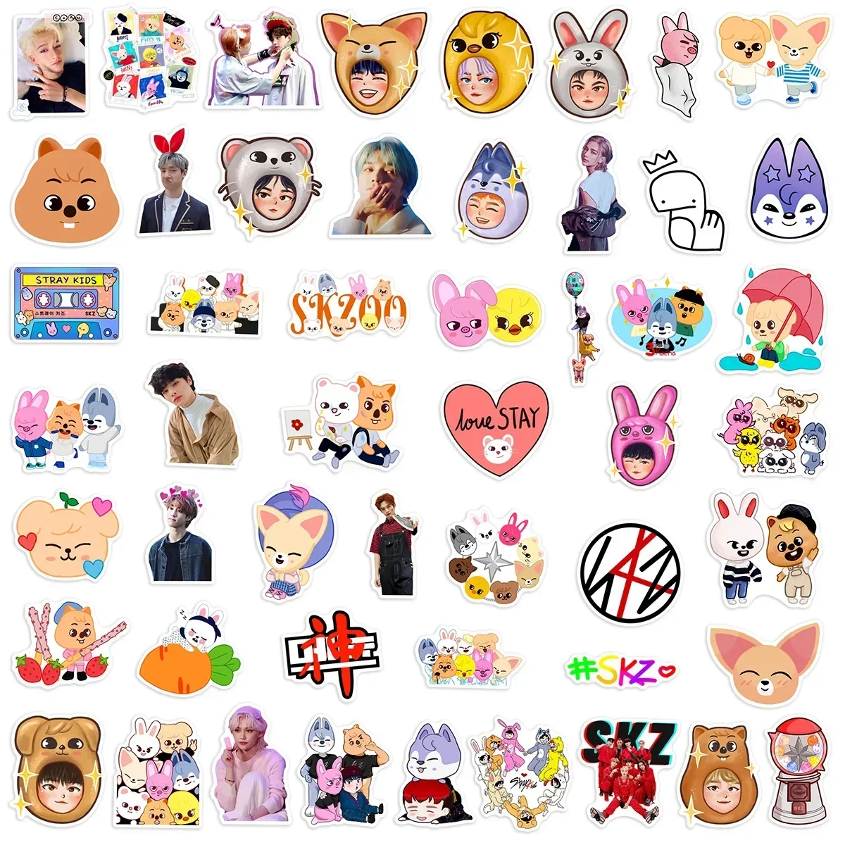50Pcs Cute Skz Stickers Cartoon Kpop DIY Stickers Scrapbooking Phone Luggage Skateboard Waterproof Decals view 3