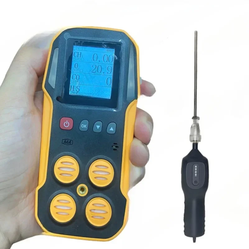 Air Sampling Pump 4 in 1 Gases Handheld Multi Gas Detector Ch4 Co Co2 O2 H2s 3 Alarm Portable Detecting Analyzer