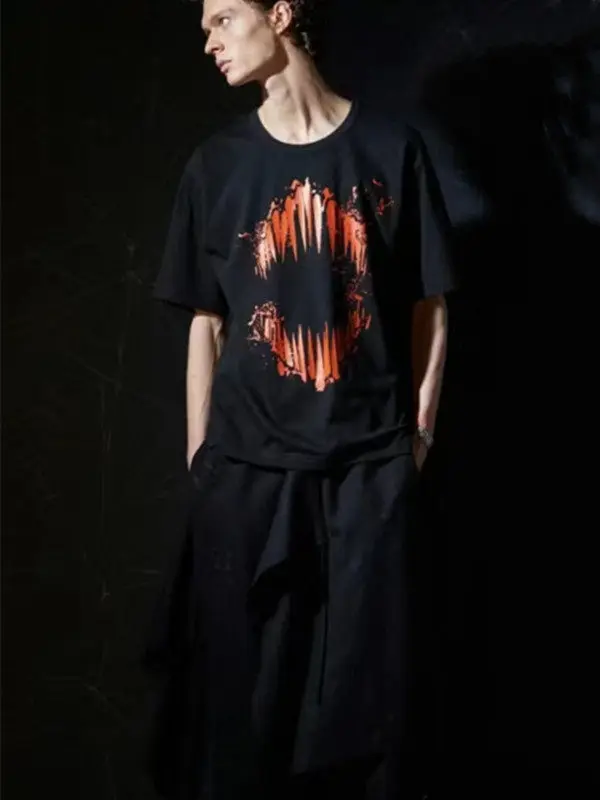 YAMAMOTO-Style T-shirt,HighQuality "Electric Saw Man Print pattern" print