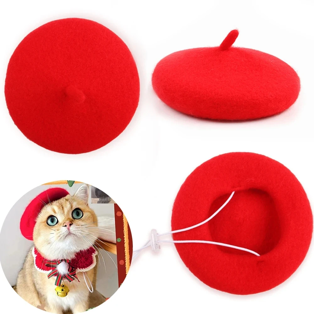 INS Pets Dog Hat Accessories Pets Grooming Dress Up Cap Cute Beret Mini Decorative Cat Headwear Puppy Painter Wool Hat