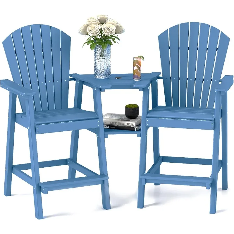 Ensemble de 2 chaises Adirondack hautes, chaise Adirondack en hauteur de barre HDPE toutes saisons a