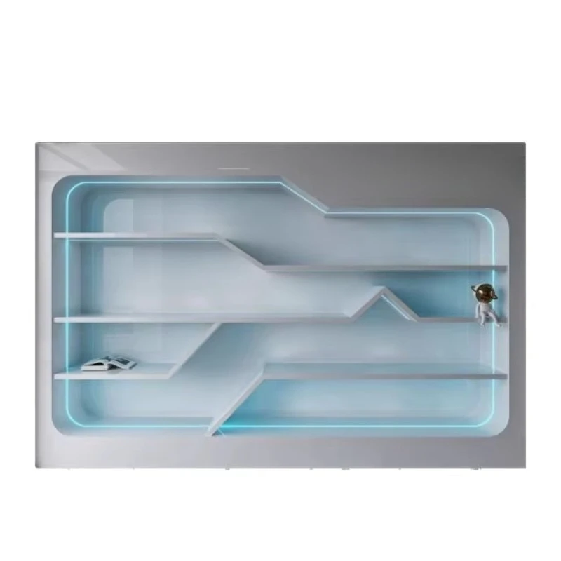 Exhibition display cabinet, lacquered finish, cosmetics, manicure care, LED light strips