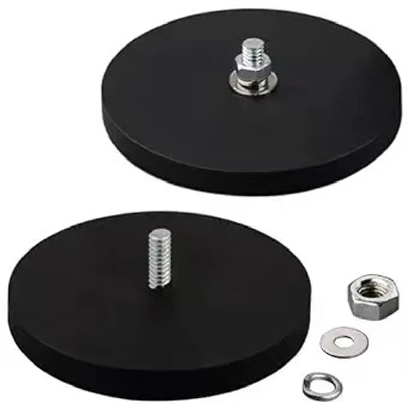 2/4pcs 66mm Rubber Coated Magnets M6/M8 Convex Female Base Rubber Base Magnet Car Base Magnet Chuck, Work Light Base holds 20KG