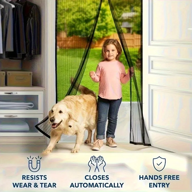 1PC Magnetic Screen Door, Strong Magnetic Door Screen Large Door Curtain Mosquito Net, Mosquito Proof Invisible Outdoor Pavilion