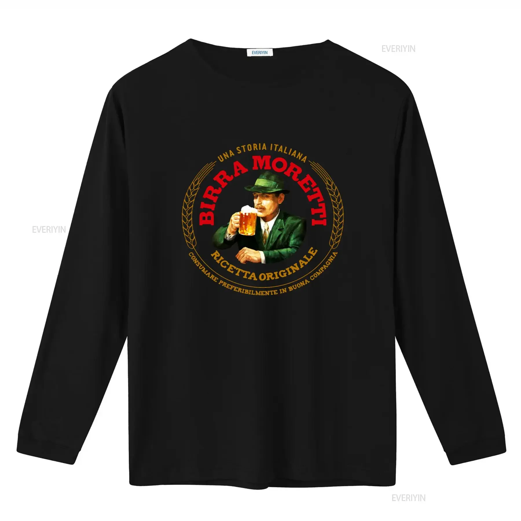 Birra Moretti Italian Beer Themed T Shirt Unique Alcohol Drink Design for Lovers vintage Washed Breathable streetwear Stylish