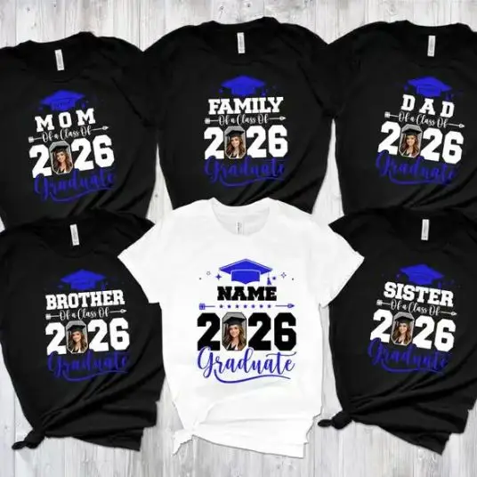 

Personalized Photo Name Graduation 2026 Shirt Custom Graduation Family Matching Class-uniform Tee Shirts Graduation Presents