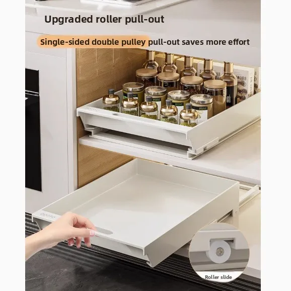 Carbon Steel Rolling Pull Out Cabinet Organizer Cm Depth Multiple Widths Single Double Layer Under Sink Kitchen Storage Rack