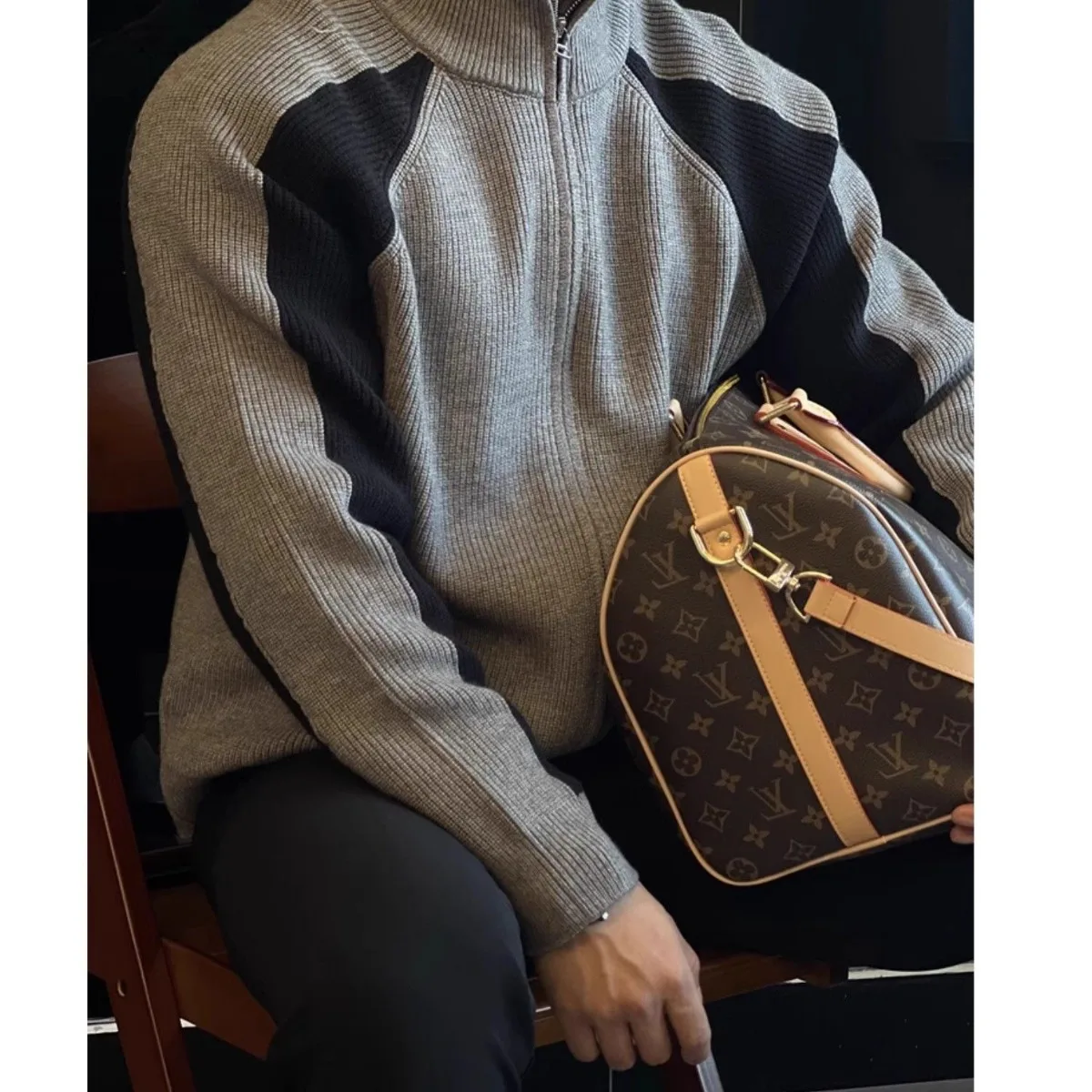 Luxury Autumn Winter Knit Cardigan Men Clothes Zipper Jacket Business Casual Sweater Patchwork Warm Long Sleeve Outerwear Tops