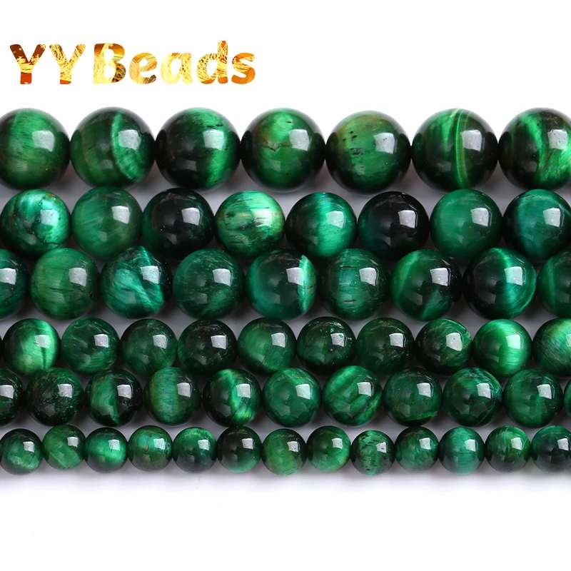 7A Natural Green Tiger Eye Stone Round Loose Spacer Beads For Jewelry Making Energy Healing Power Stone Beads For Jewelry Making