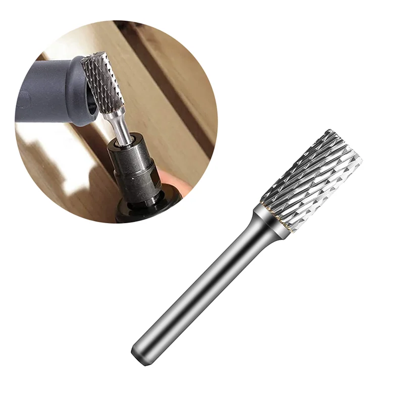 BHBD-3X Tungsten Carbide Burr Double Cut Rotary Tool Die Grinder Bits,1/4 Inch Shank,For Wood Carving,Metal Working,Grinding
